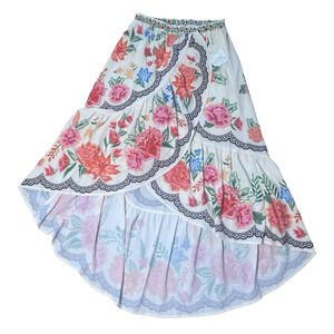 Alter'd State Maxi Long Wrap Skirt White Floral Lined Flirty Boho Small NWT